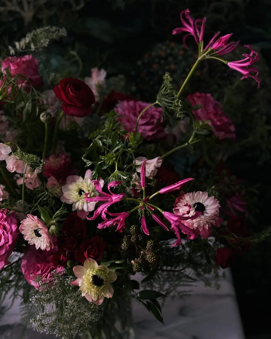Nerine lilies and anemones