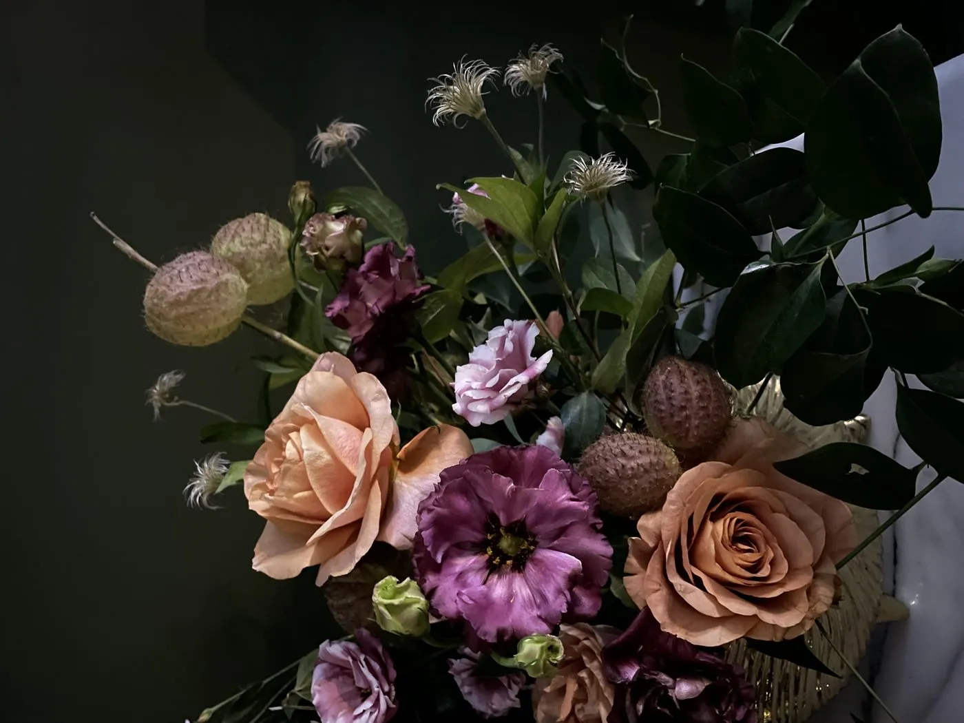 Toffee roses at dusk